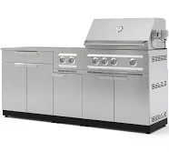 NewAge Products 6PC Outdoor Kitchen Stainless Steel Cabinet Set with Grill