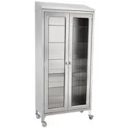 Blickman Stainless Steel Cabinets Cabinet 35 5/8W W/Glass Shelvs3In Caster W/Brake (Drop) -1537970000 - EACH / Special order item. Shipping ETA 3-4